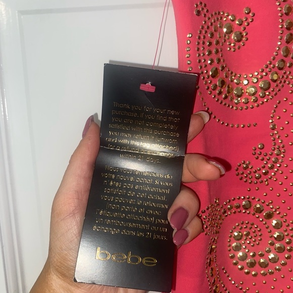 Bebe pink dress with gold beading - Picture 4 of 6